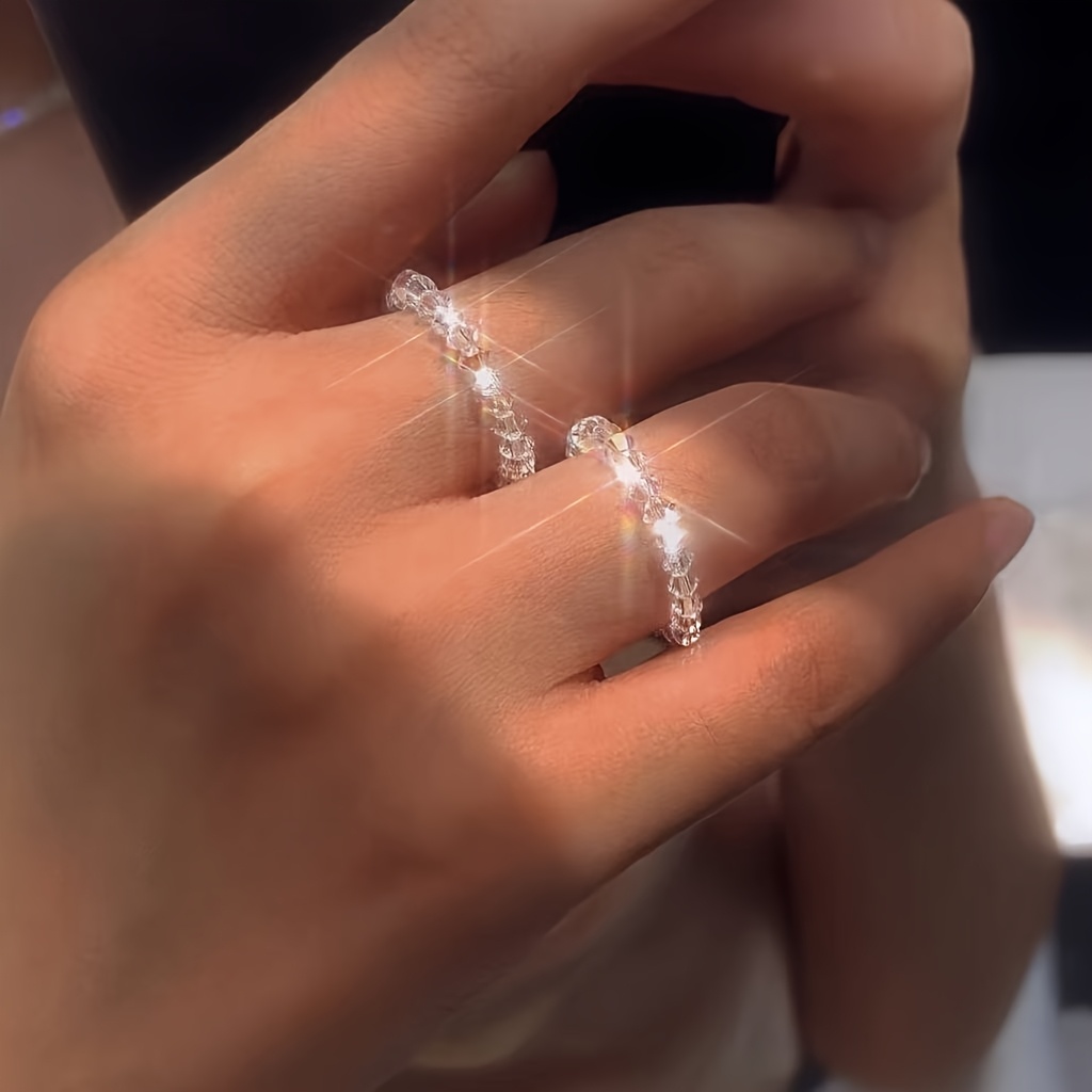 Women's Colorful Bead Ring Elastic Band Party Style Gift
